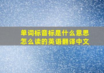 单词标音标是什么意思怎么读的英语翻译中文