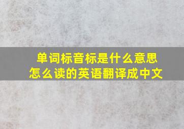 单词标音标是什么意思怎么读的英语翻译成中文