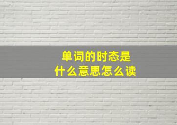 单词的时态是什么意思怎么读