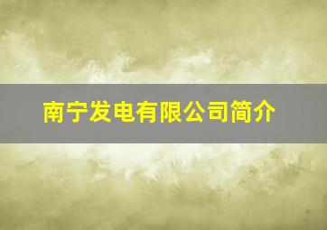 南宁发电有限公司简介