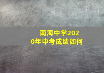 南海中学2020年中考成绩如何