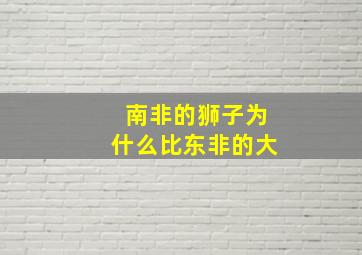 南非的狮子为什么比东非的大