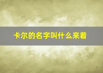 卡尔的名字叫什么来着