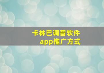 卡林巴调音软件app推广方式