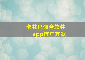 卡林巴调音软件app推广方案