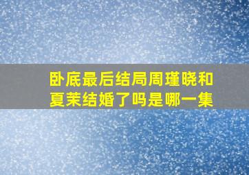 卧底最后结局周瑾晓和夏茉结婚了吗是哪一集