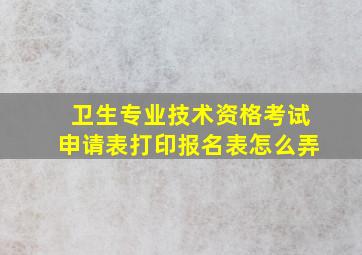 卫生专业技术资格考试申请表打印报名表怎么弄