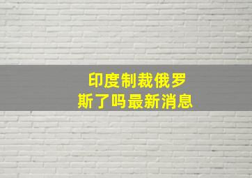 印度制裁俄罗斯了吗最新消息