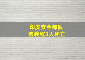 印度安全部队遇袭致3人死亡