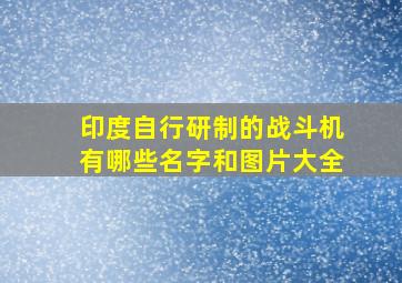 印度自行研制的战斗机有哪些名字和图片大全