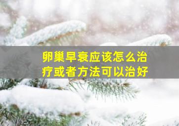 卵巢早衰应该怎么治疗或者方法可以治好