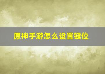 原神手游怎么设置键位