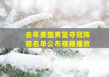 去年美国男篮夺冠阵容名单公布视频播放