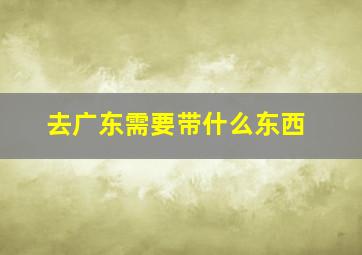 去广东需要带什么东西