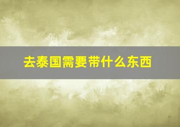 去泰国需要带什么东西