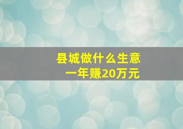 县城做什么生意一年赚20万元