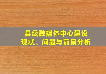 县级融媒体中心建设现状、问题与前景分析