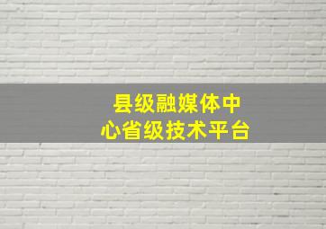 县级融媒体中心省级技术平台