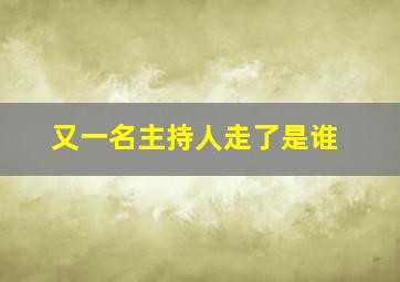 又一名主持人走了是谁