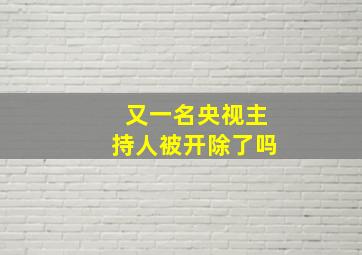 又一名央视主持人被开除了吗