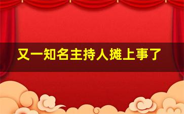 又一知名主持人摊上事了