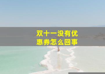 双十一没有优惠券怎么回事