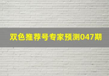 双色推荐号专家预测047期