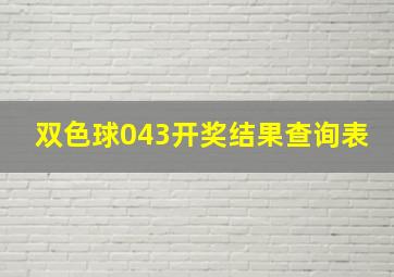 双色球043开奖结果查询表