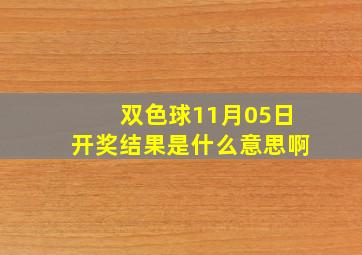 双色球11月05日开奖结果是什么意思啊