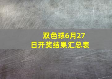 双色球6月27日开奖结果汇总表