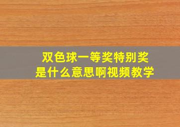 双色球一等奖特别奖是什么意思啊视频教学