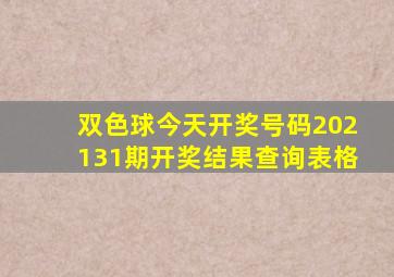 双色球今天开奖号码202131期开奖结果查询表格