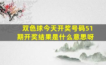 双色球今天开奖号码51期开奖结果是什么意思呀