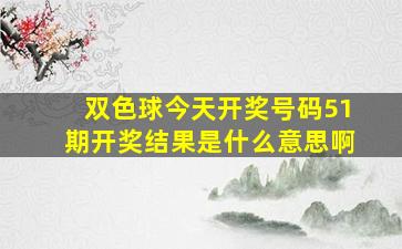 双色球今天开奖号码51期开奖结果是什么意思啊