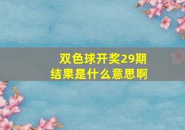 双色球开奖29期结果是什么意思啊