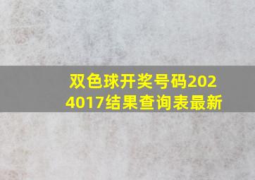 双色球开奖号码2024017结果查询表最新