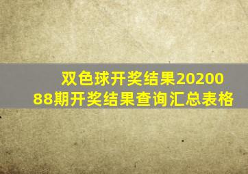 双色球开奖结果2020088期开奖结果查询汇总表格