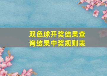 双色球开奖结果查询结果中奖规则表