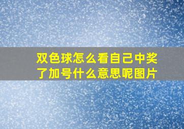 双色球怎么看自己中奖了加号什么意思呢图片