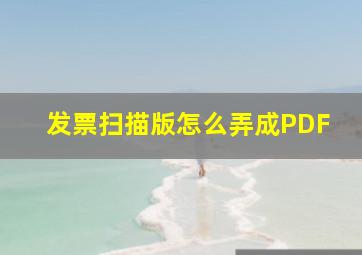 发票扫描版怎么弄成PDF