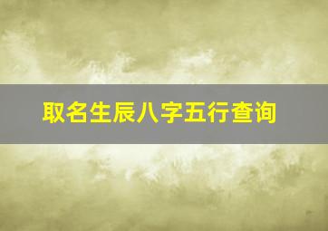 取名生辰八字五行查询