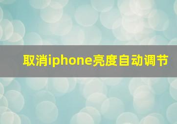 取消iphone亮度自动调节