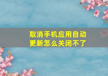 取消手机应用自动更新怎么关闭不了