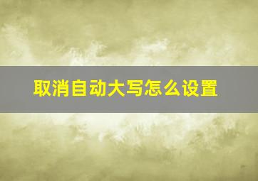 取消自动大写怎么设置