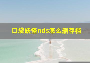 口袋妖怪nds怎么删存档