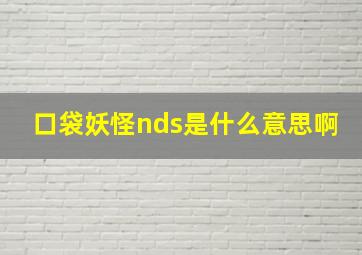 口袋妖怪nds是什么意思啊