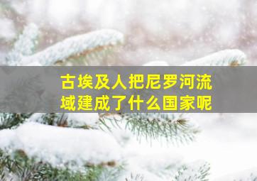 古埃及人把尼罗河流域建成了什么国家呢