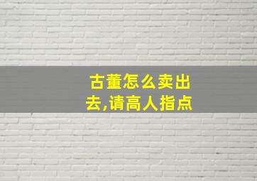 古董怎么卖出去,请高人指点