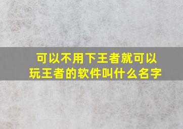 可以不用下王者就可以玩王者的软件叫什么名字