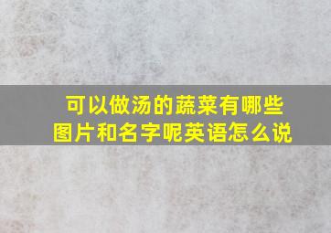 可以做汤的蔬菜有哪些图片和名字呢英语怎么说